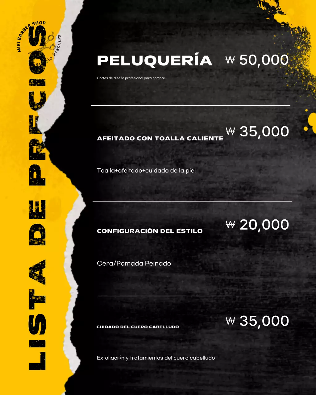 Promoción de barbería moderna amarilla