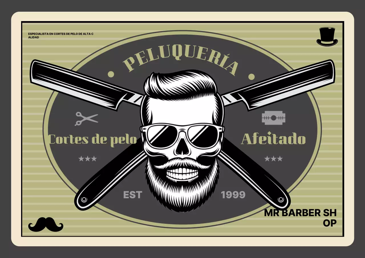 Anuncio de barbería vintage beige