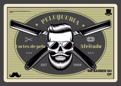 Anuncio de barbería vintage beige