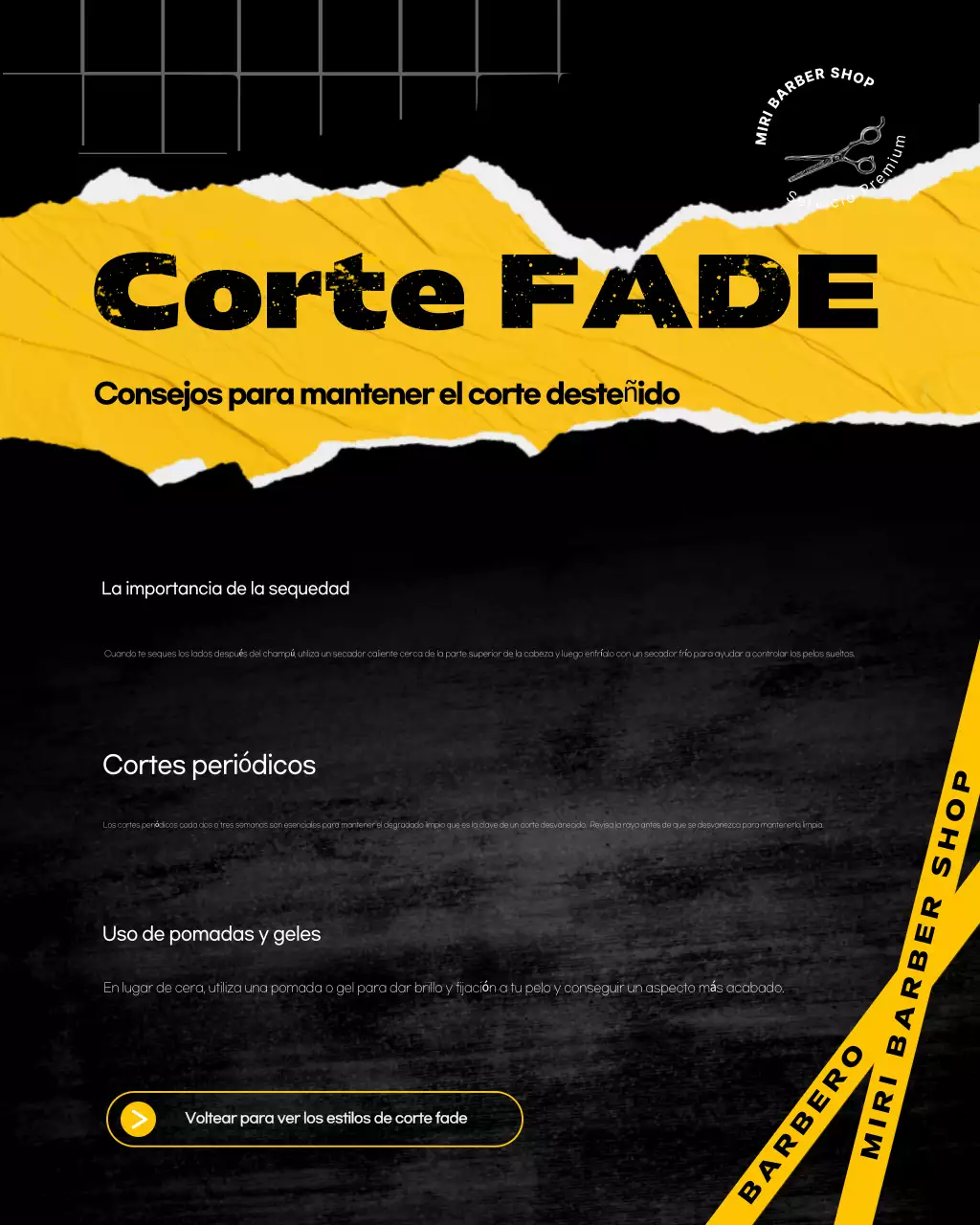 Promoción de barbería moderna amarilla
