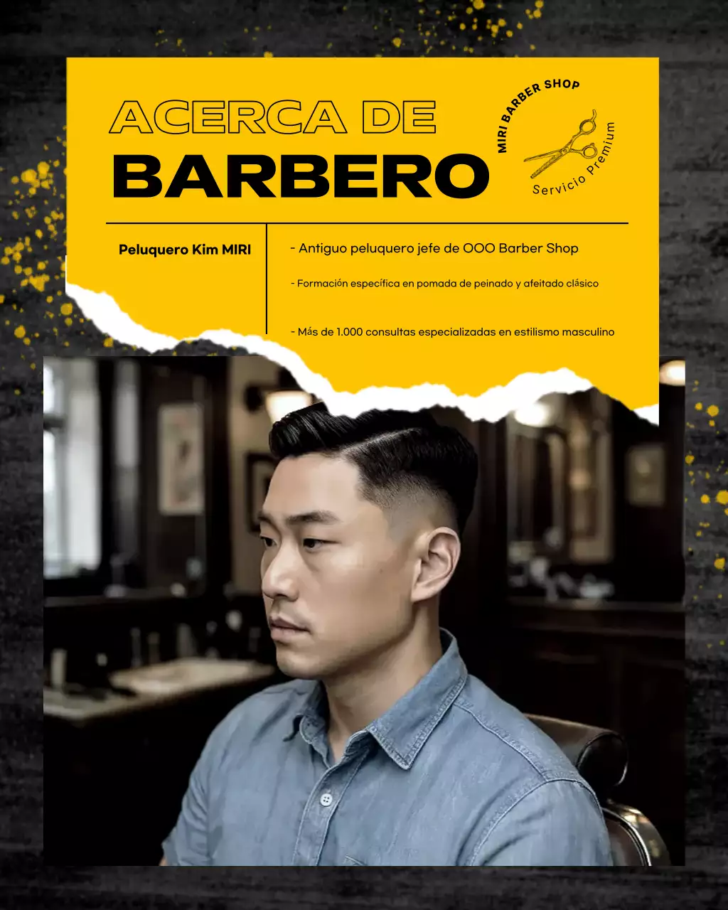 Promoción de barbería moderna amarilla