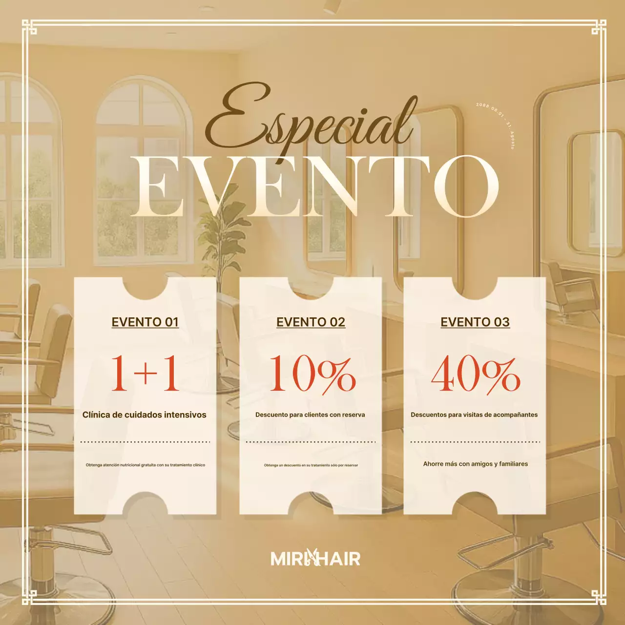 Descuento en peluquería moderna beige