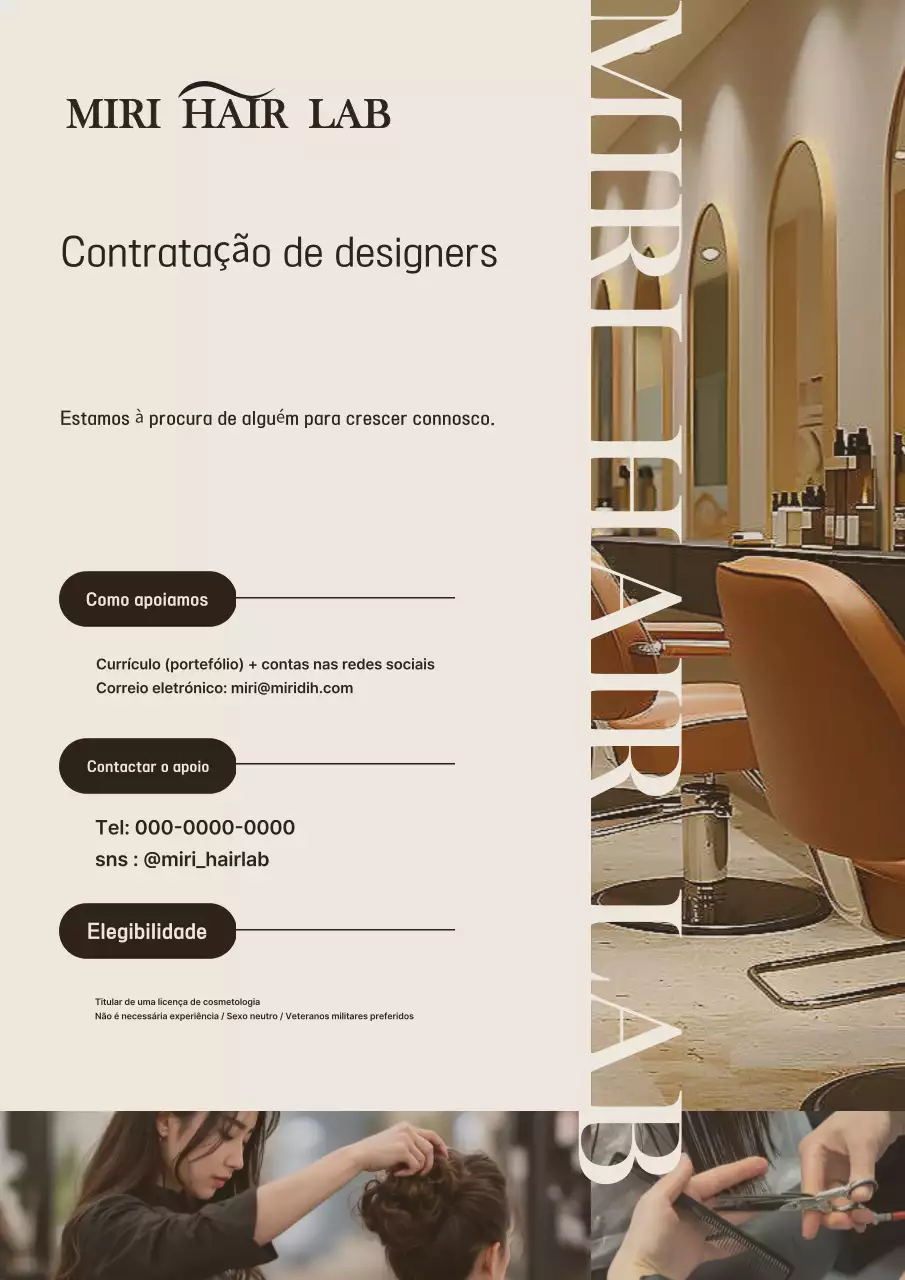 Anúncio de recrutamento da Bege Modern