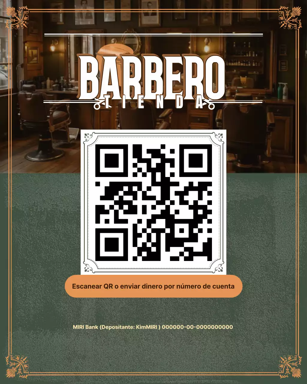 Guía de barbería vintage verde