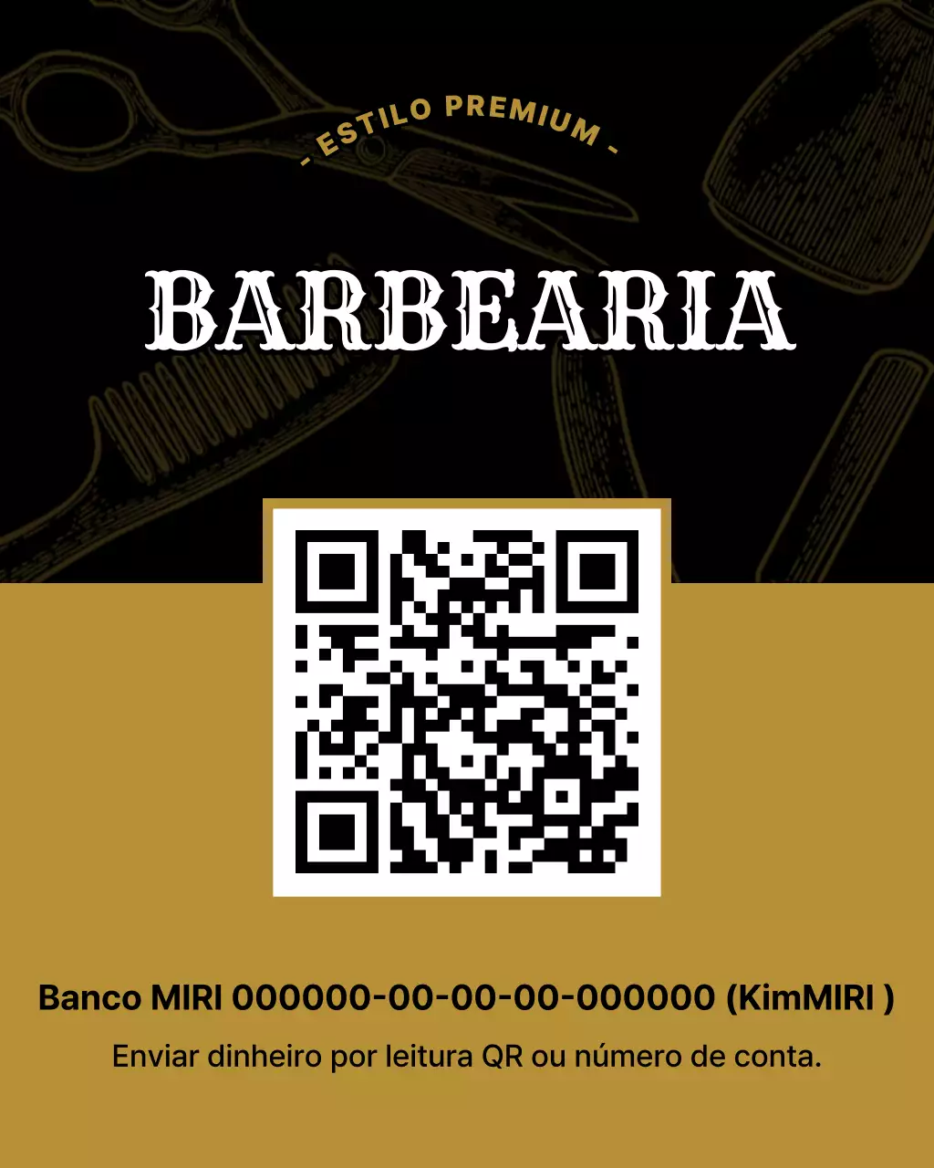 Anúncio de barbearia moderna preta