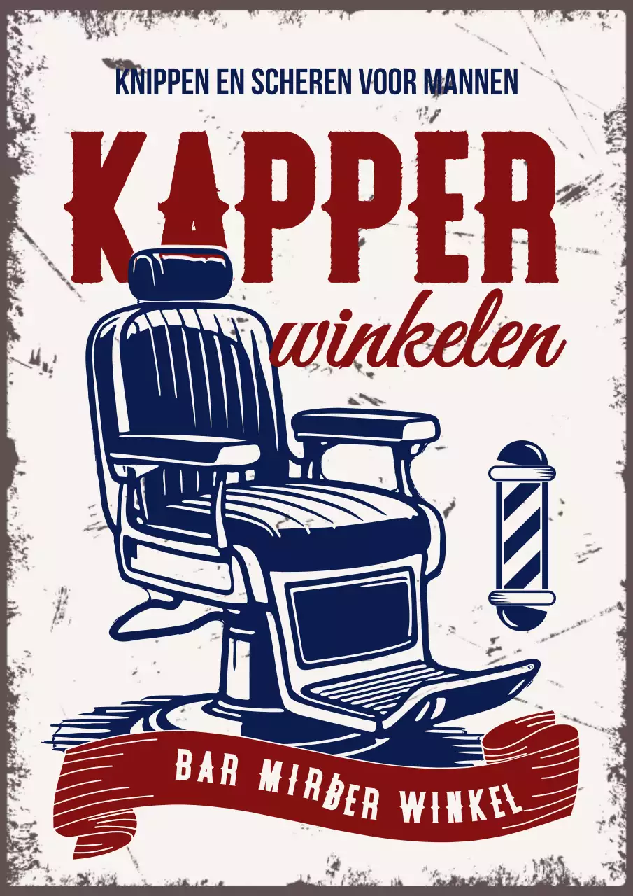 Rode vintage kapperszaakadvertentie