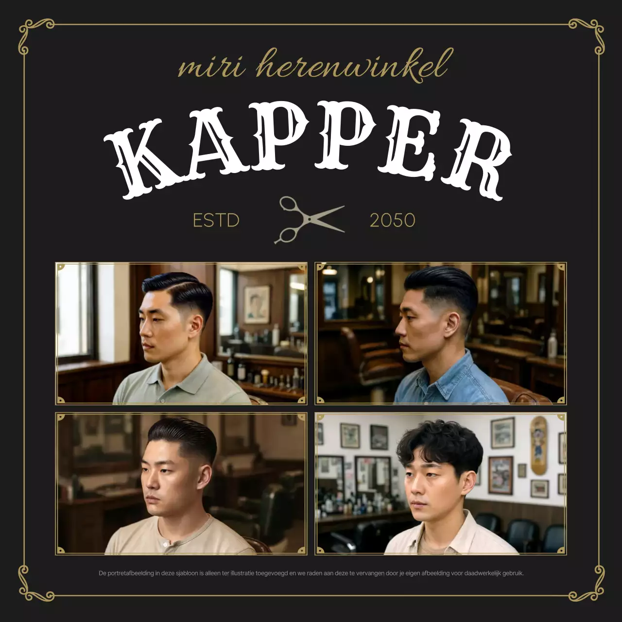Zwarte Vintage Barbershop Promotie