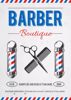 Publicité pour un salon de coiffure traditionnel bleu