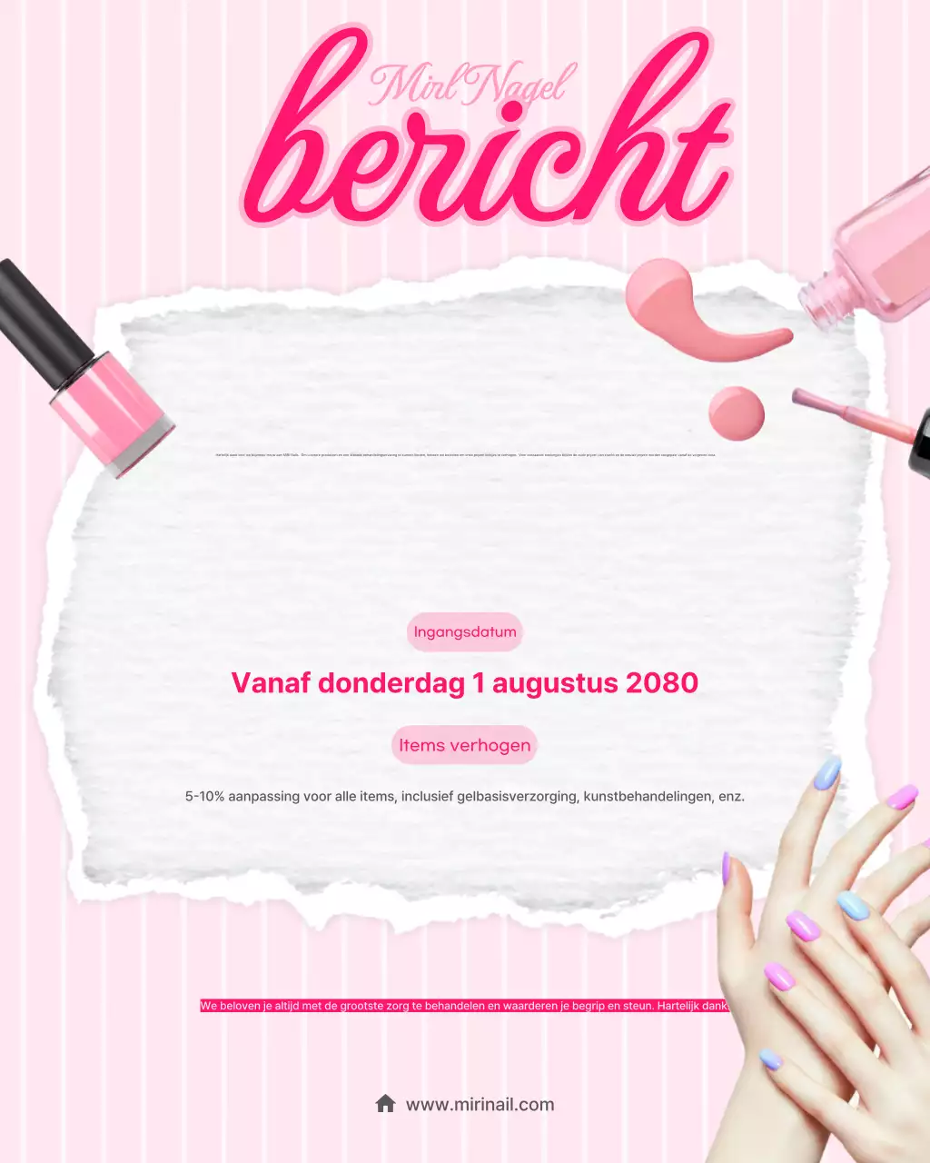 Roze moderne nagelkunst prijsgids