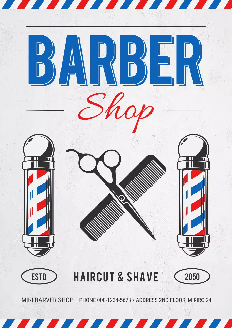 Quảng cáo tiệm cắt tóc truyền thống Blue