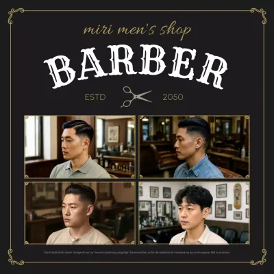 Schwarze Vintage Barbershop-Werbung