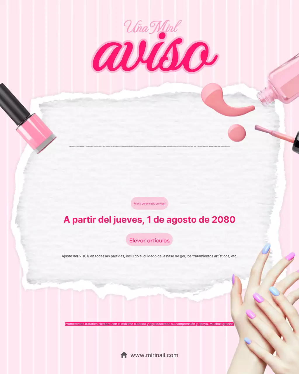 Guía de precios de uñas modernas en rosa