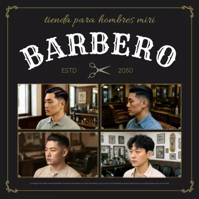 Promoción de barbería vintage negra