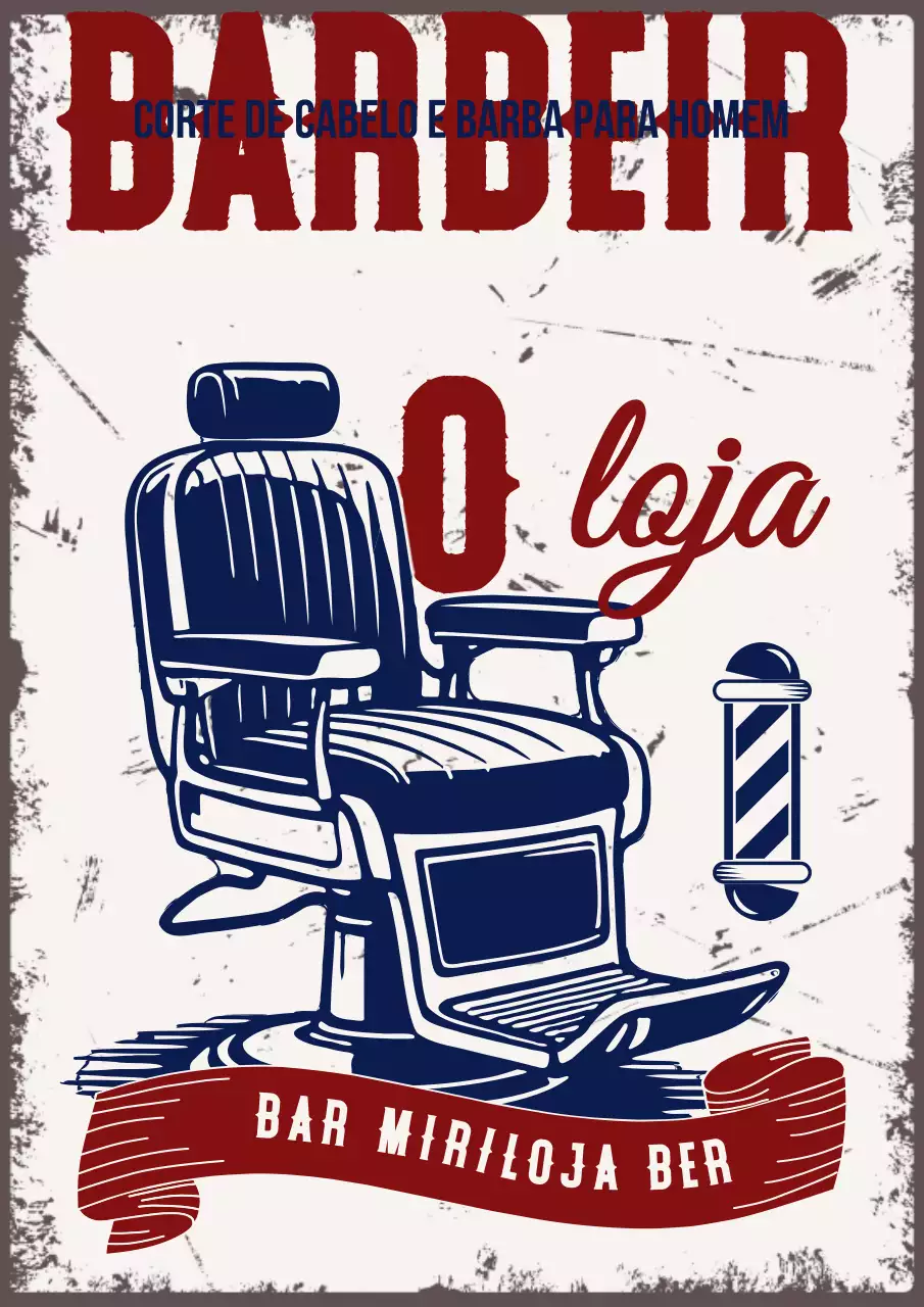 Anúncio de barbearia vintage vermelha