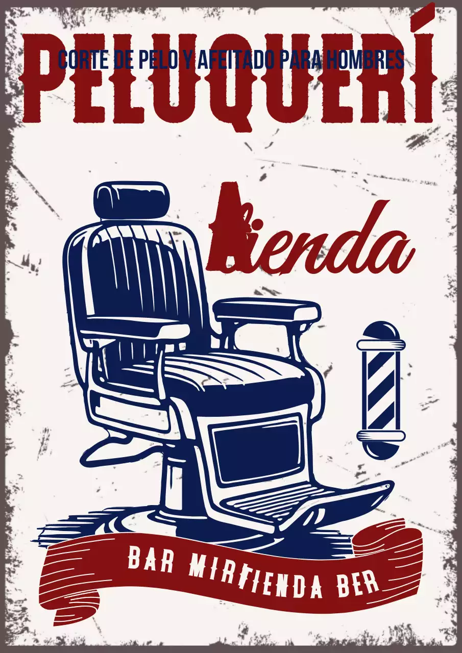 Anuncio de barbería vintage rojo