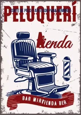 Anuncio de barbería vintage rojo