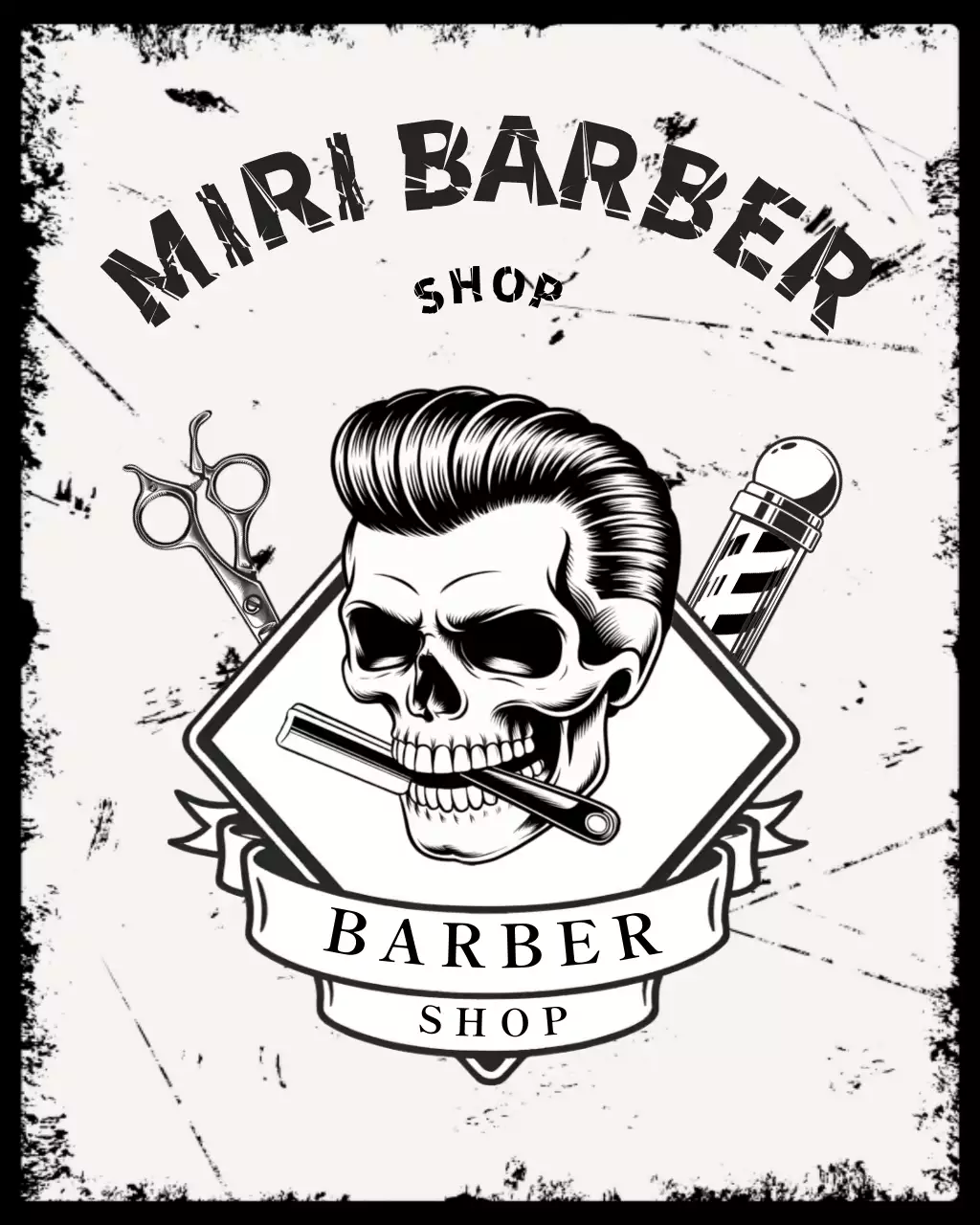 白黒 レトロ 理髪店 ロゴ