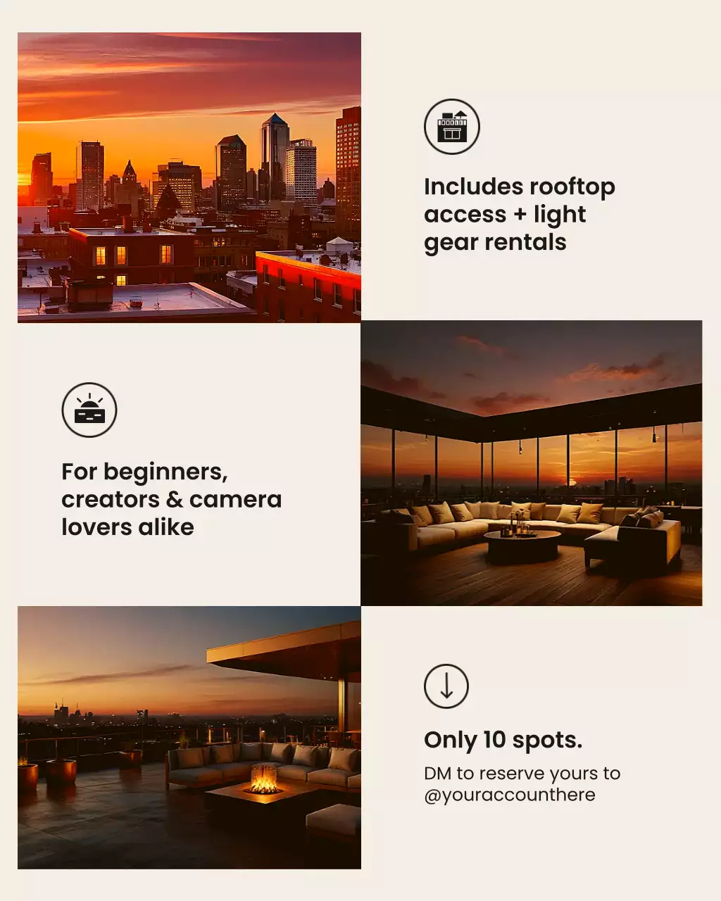 Beige and Brown Bold Minimalist Photography Tour Instagram Carousel Post