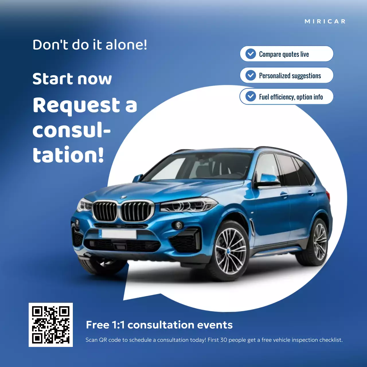 Promosi konsultasi mobil modern biru