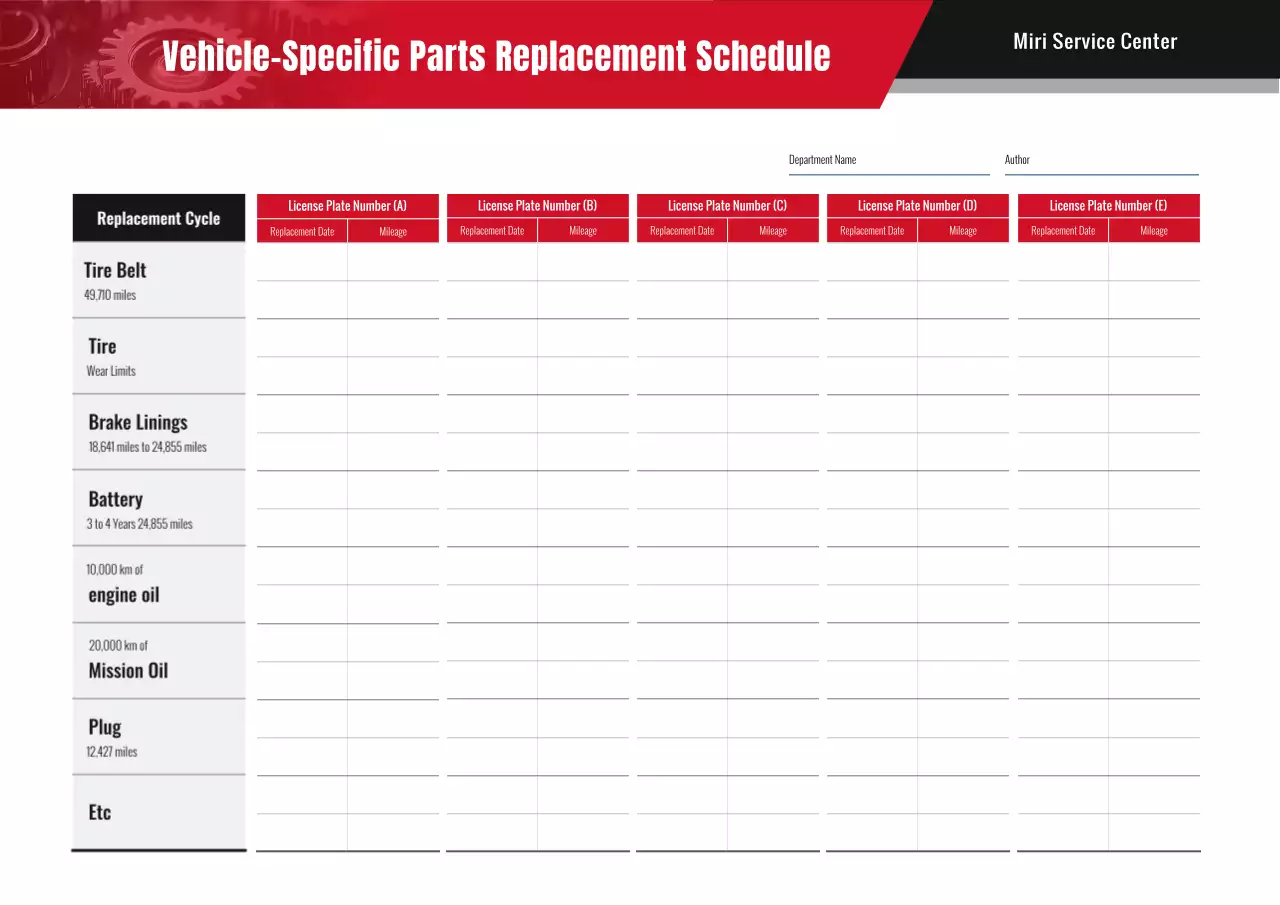 red professional vehicle maintenance schedule