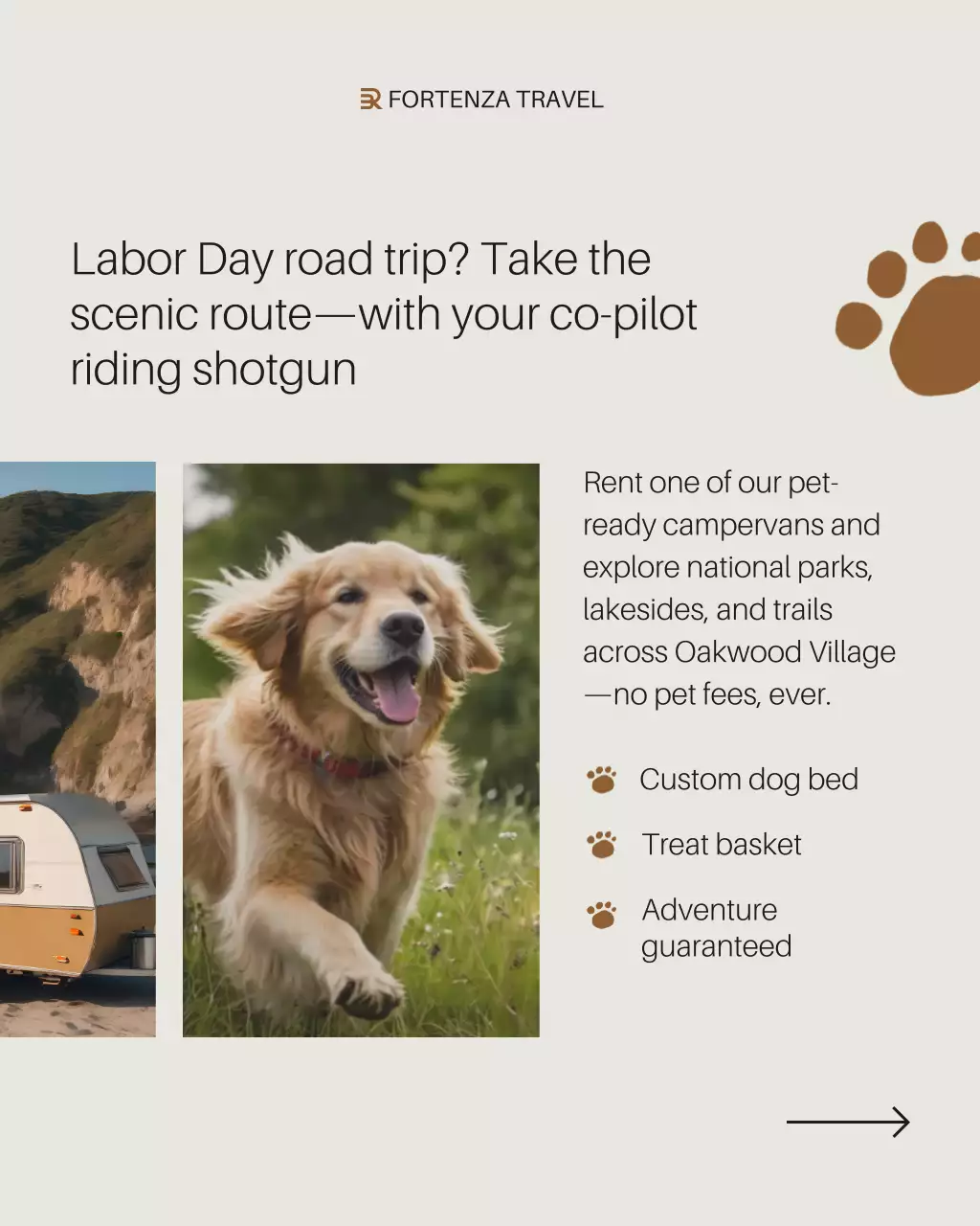 Beige Modern Pet Travel Advertisement Instagram Post