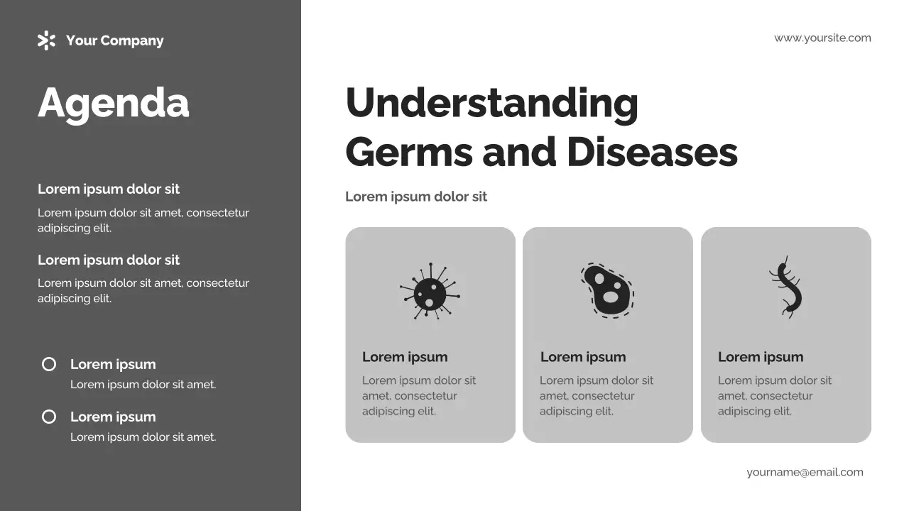 Black and White Modern Germs Information Presentation