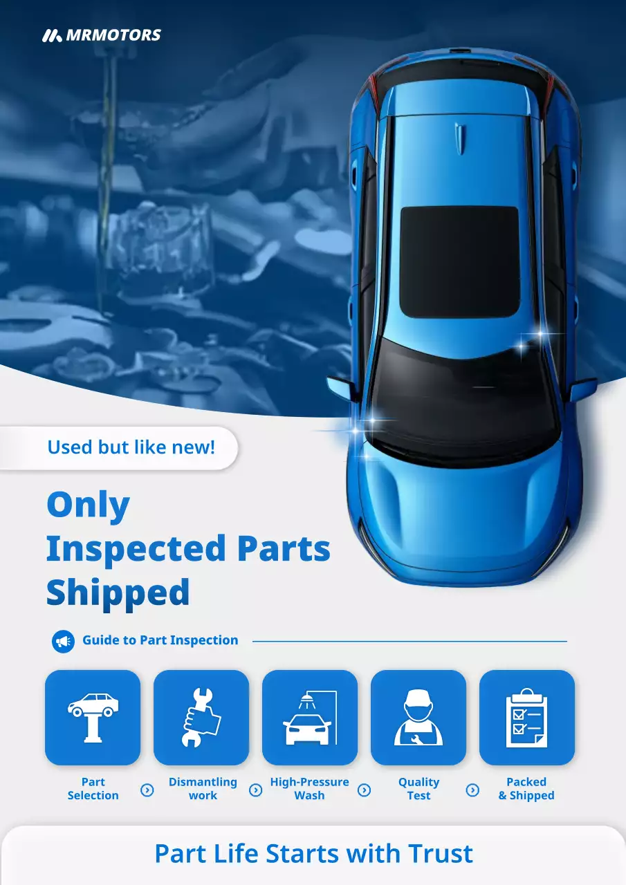 promosi suku cadang mobil modern berwarna biru