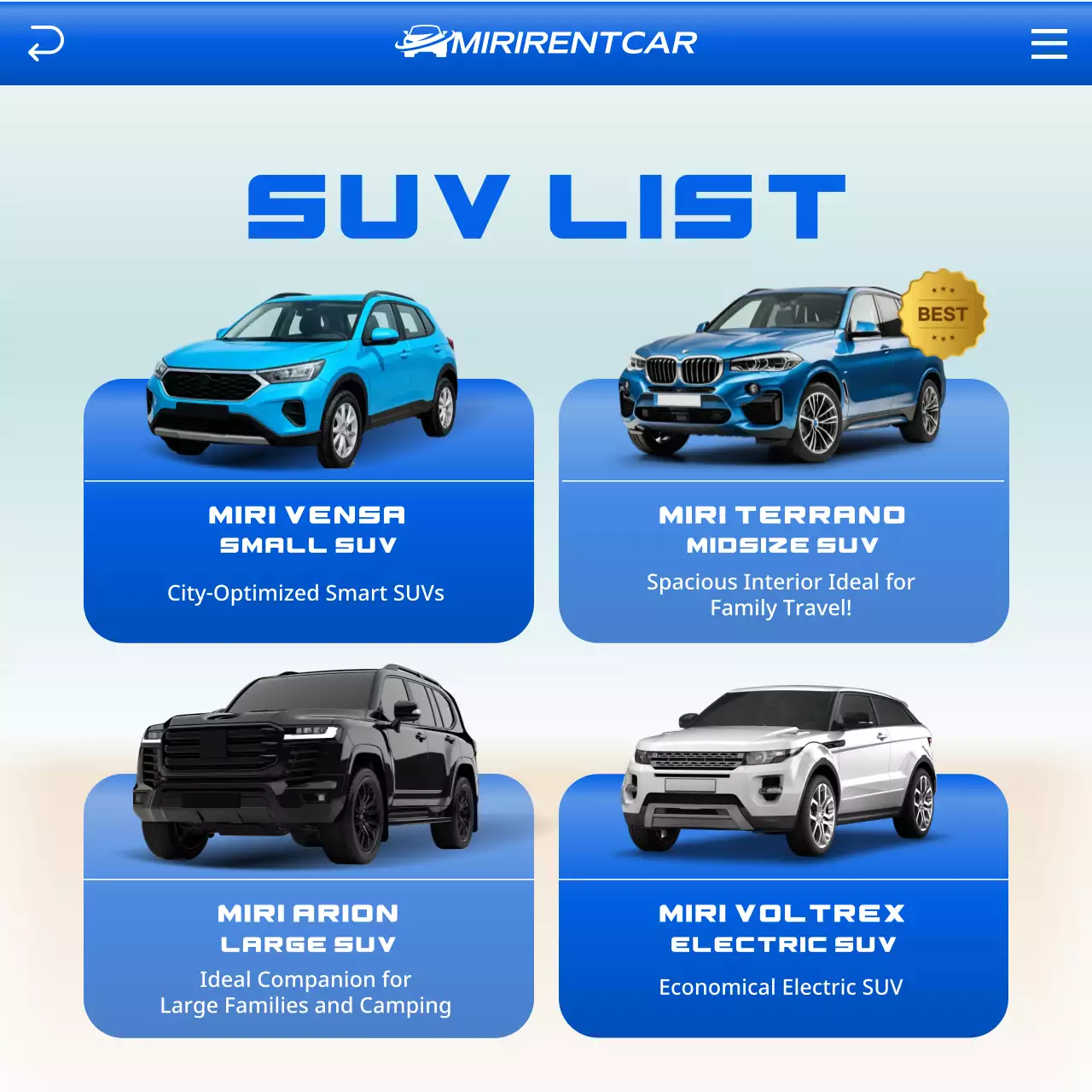 blue modern SUV promotion