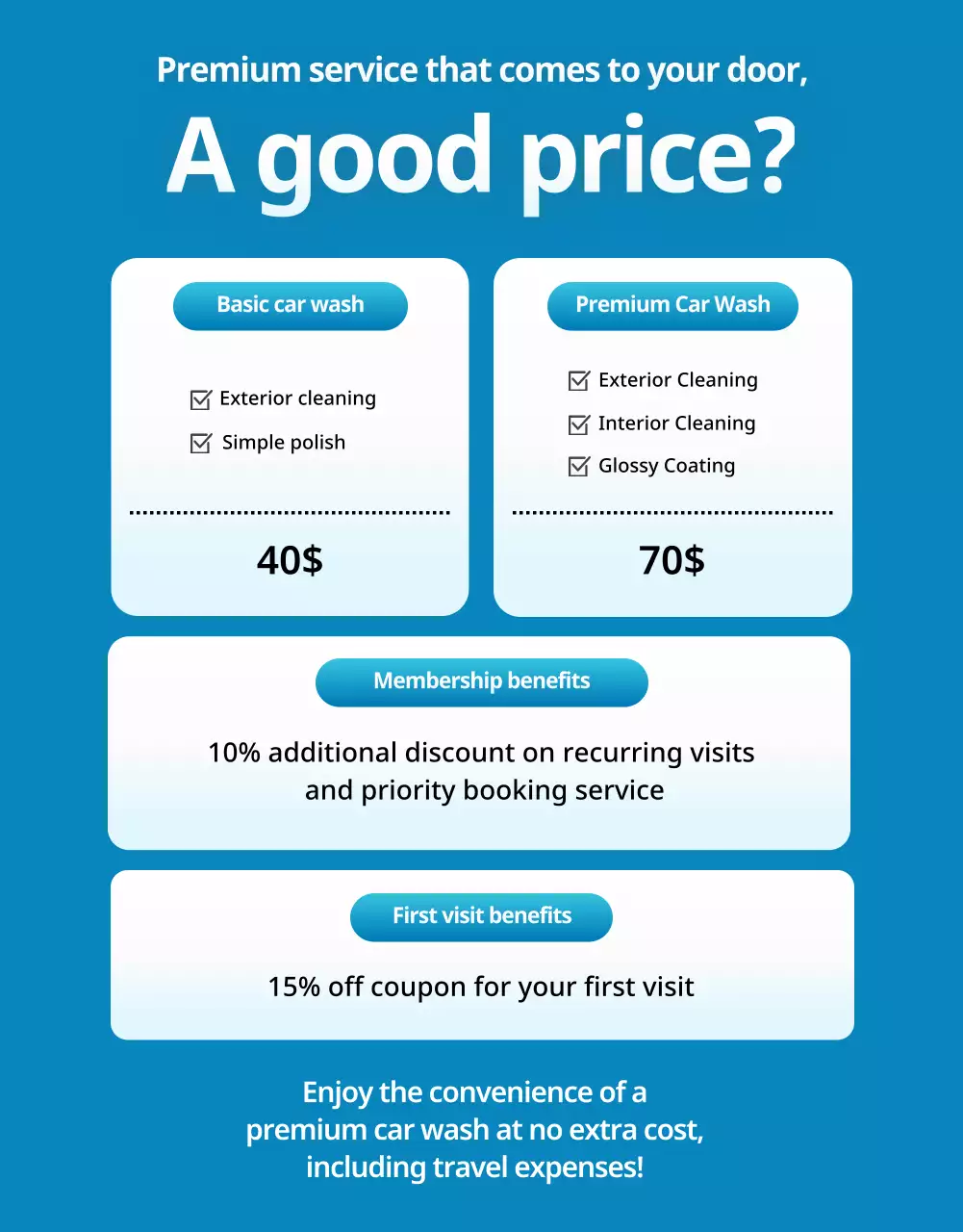 iklan cuci mobil modern berwarna biru