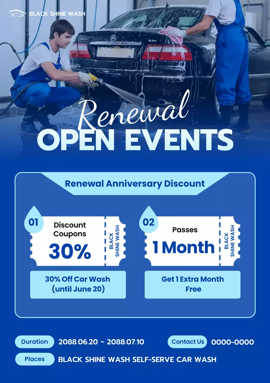 promosi cuci mobil modern biru