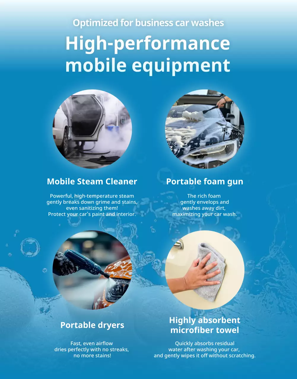 iklan cuci mobil modern berwarna biru