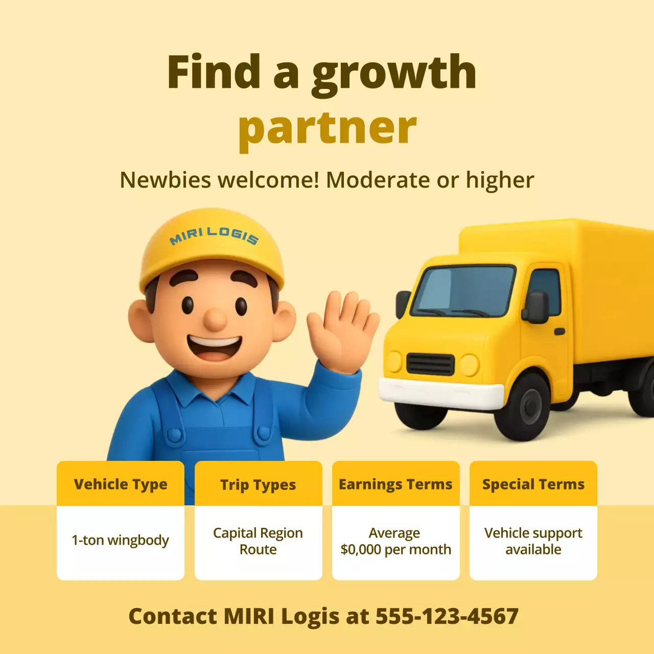 yellow cartoon logistics advertisement