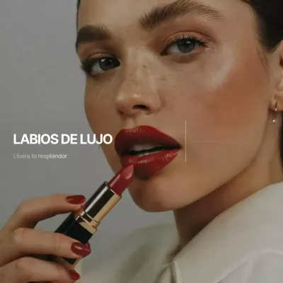 Anuncio de lápiz labial rojo elegante