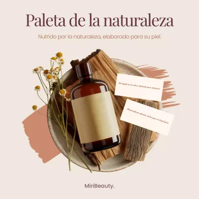 Promoción de productos botánicos para el cuidado de la piel en beige