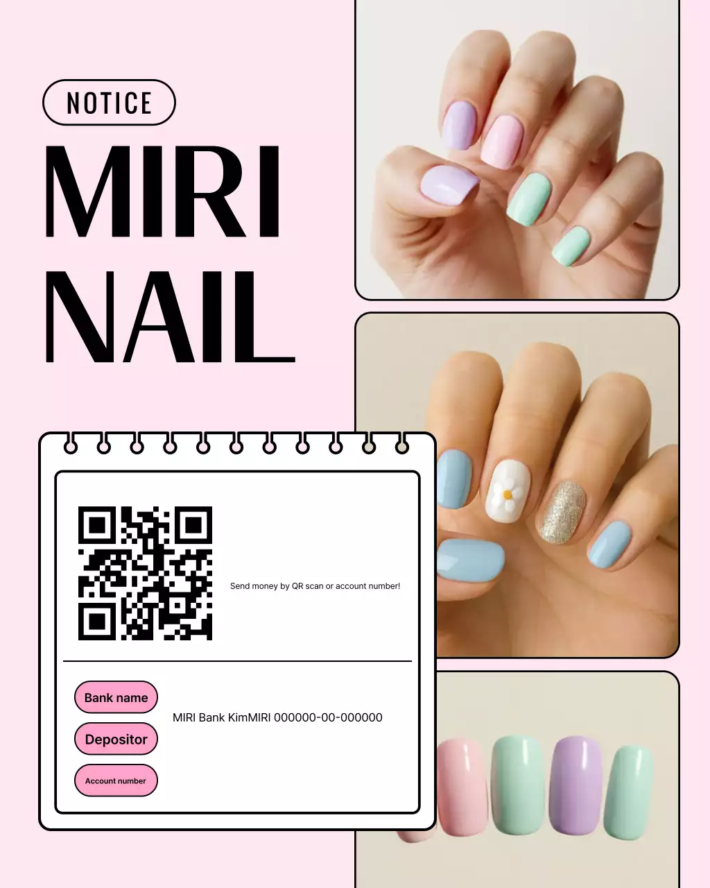 Pink Cute Nail Art Notice