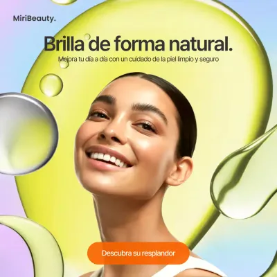 Anuncio colorido y moderno de productos para el cuidado de la piel