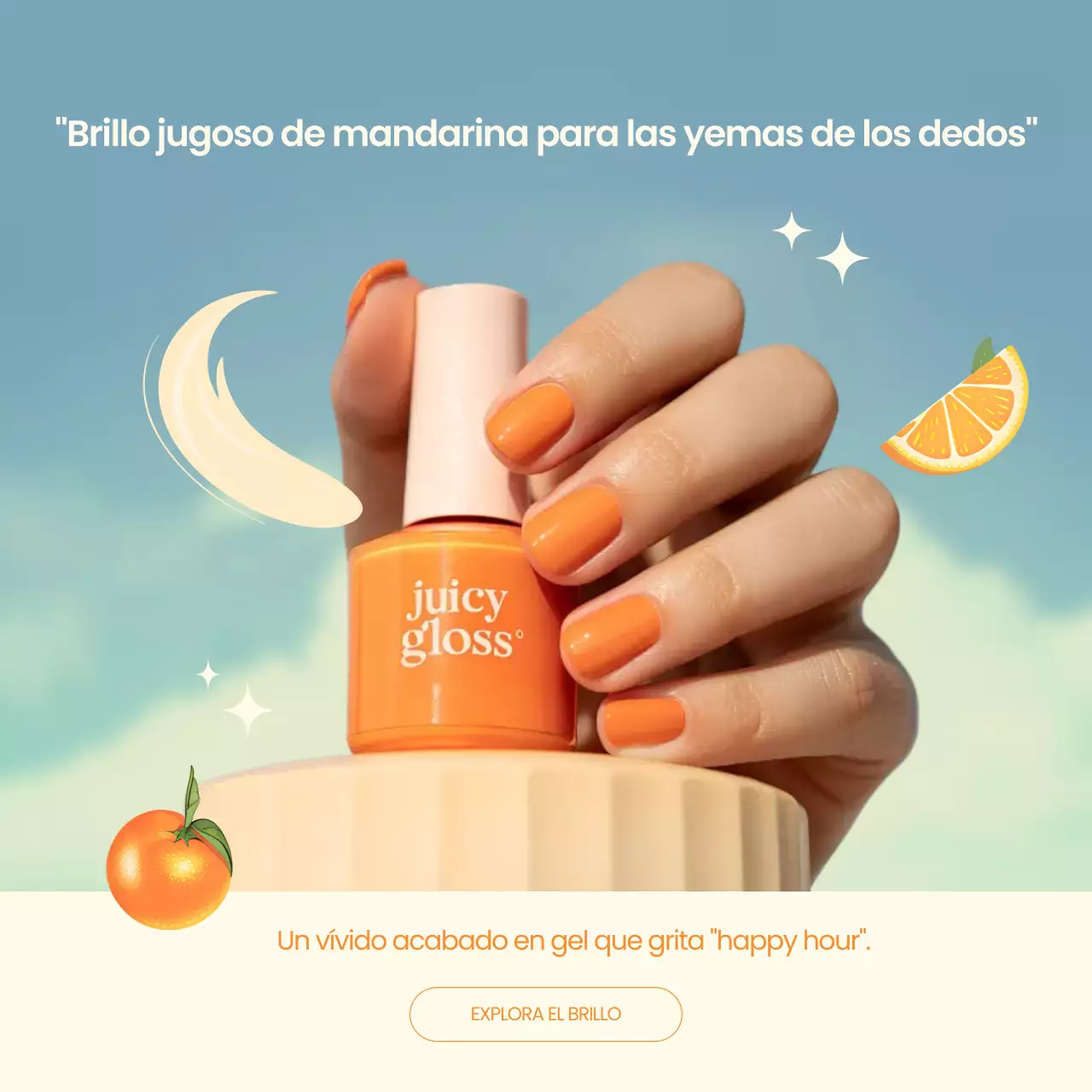 Anuncio de uñas de moda naranja