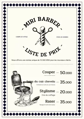 Publicité vintage en noir et blanc pour un salon de coiffure