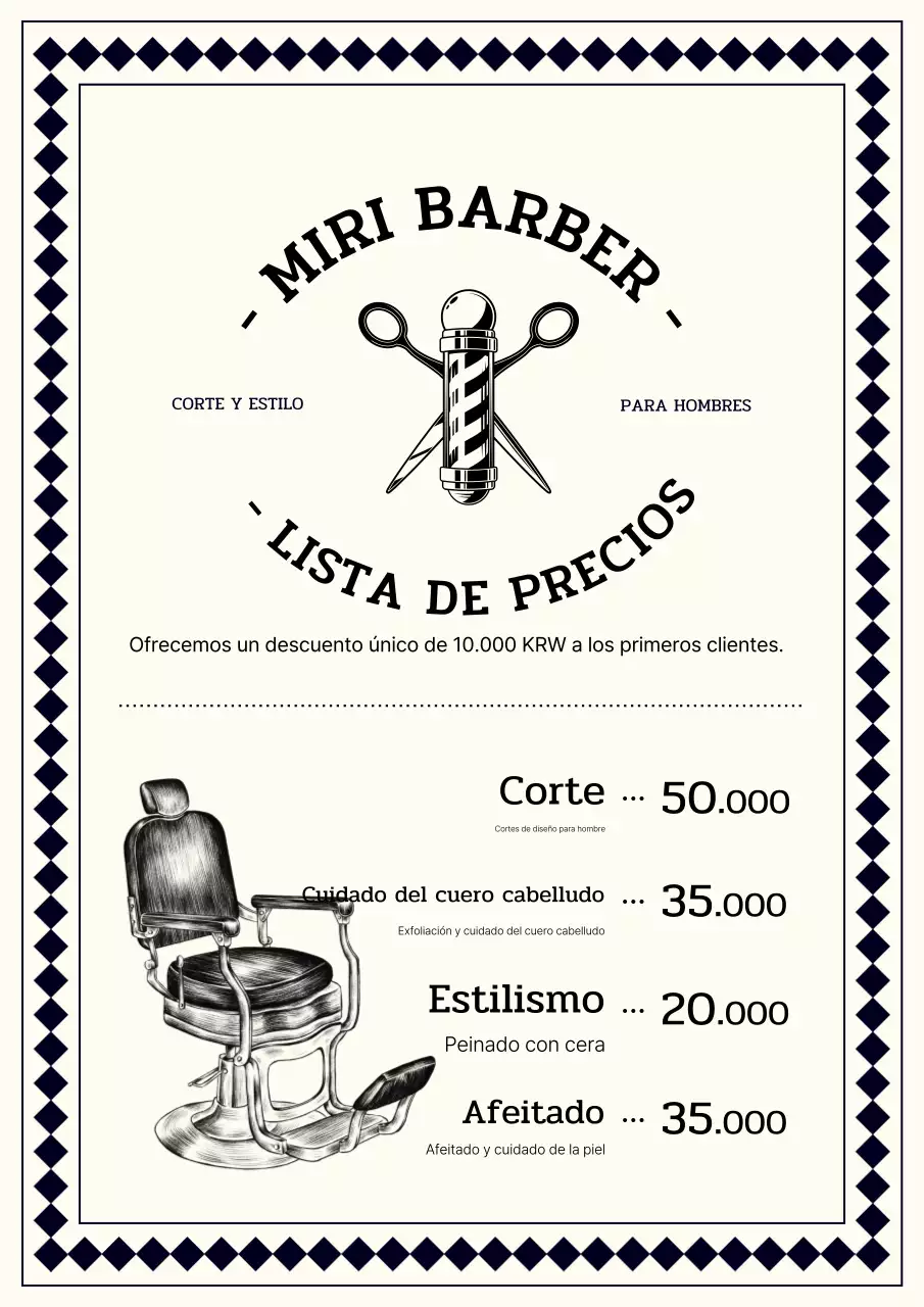 Anuncio vintage de barbería en blanco y negro