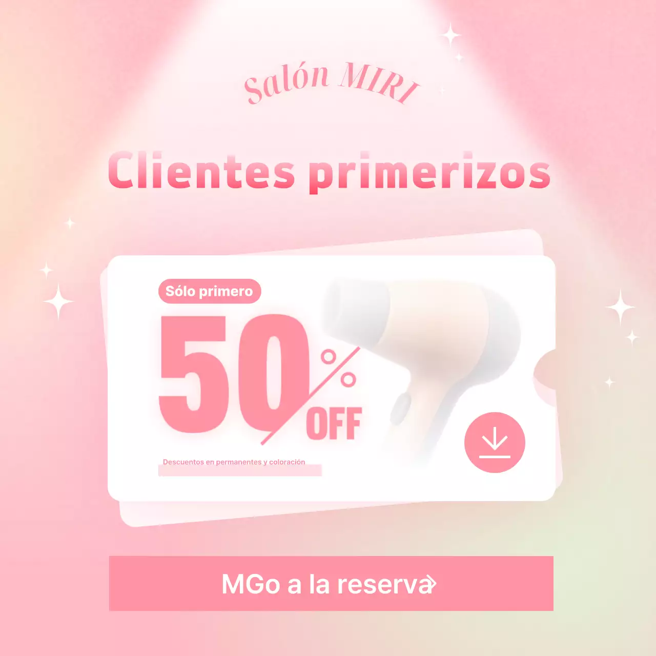 Descuento en salón de belleza Pink Simple