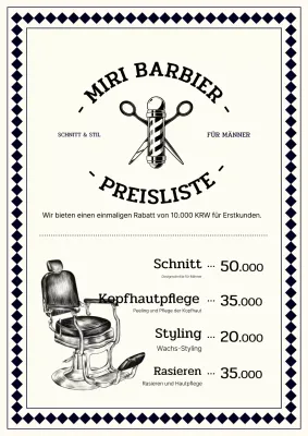 Schwarz-weiße Vintage-Werbung für Friseursalons