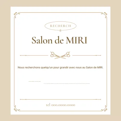 Offre d'emploi au salon de coiffure Beige Classic