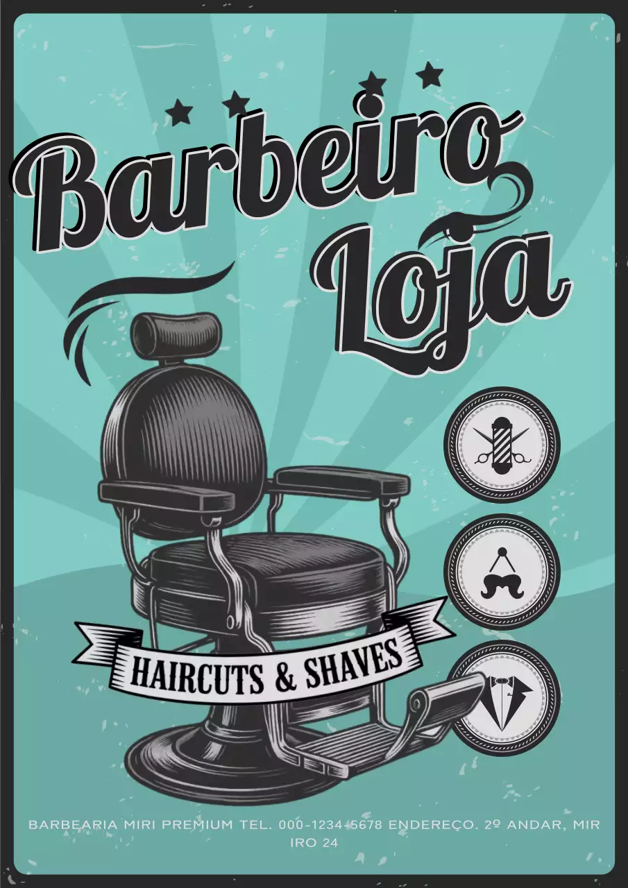 Anúncio de barbearia vintage e impecável