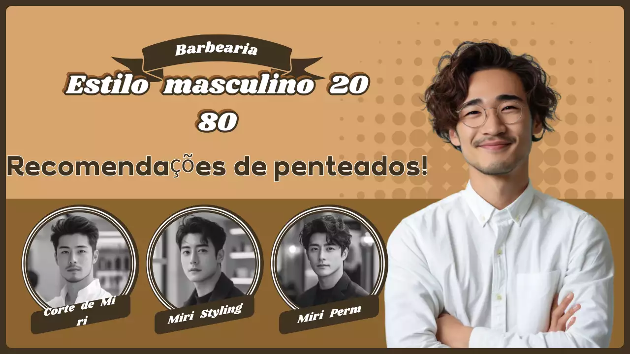 Anúncio de penteado moderno castanho