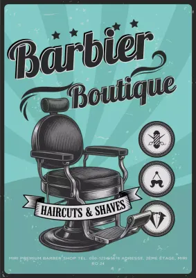 Publicité vintage pour un salon de coiffure