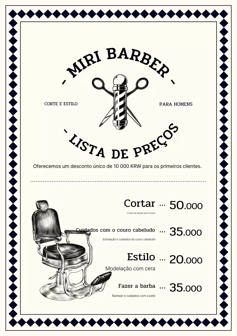 Propaganda de barbearia vintage em preto e branco