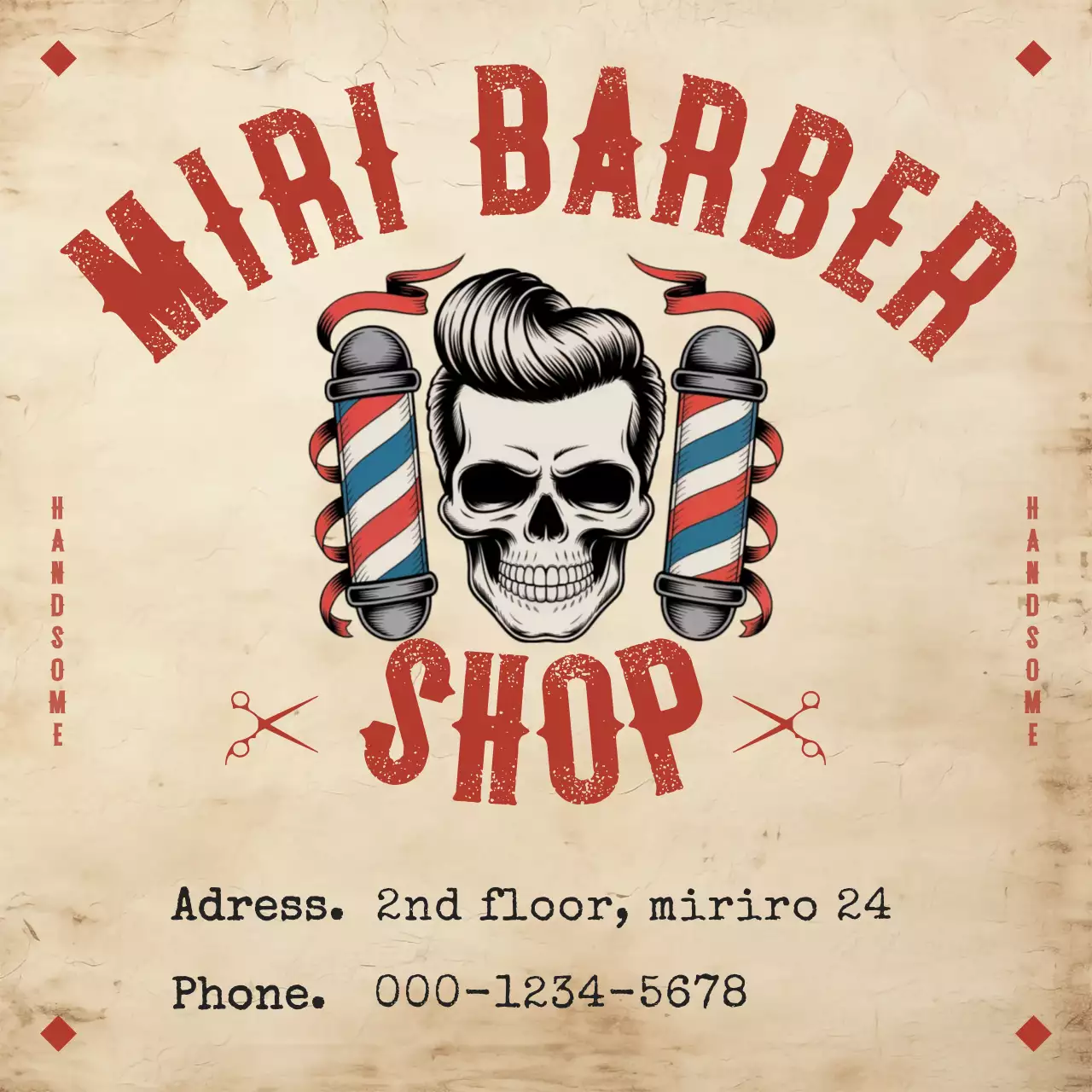 Beige Vintage Barbershop Logo