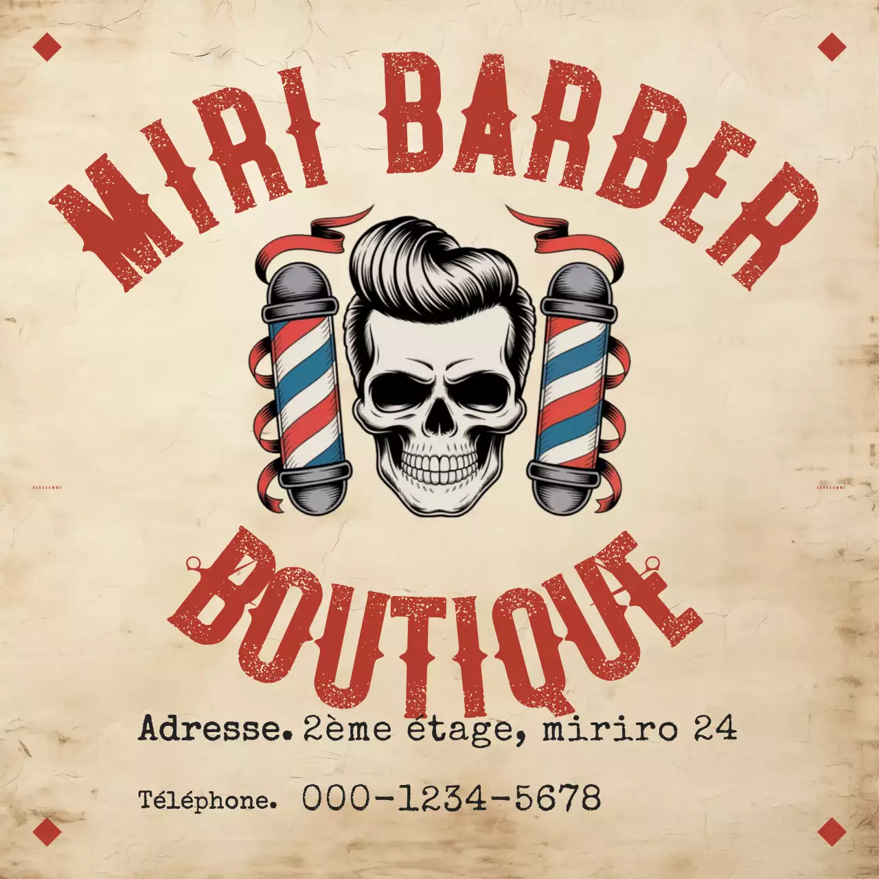 Logo de salon de coiffure vintage beige