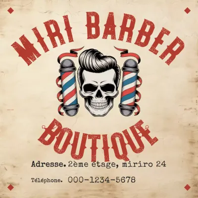 Logo de salon de coiffure vintage beige