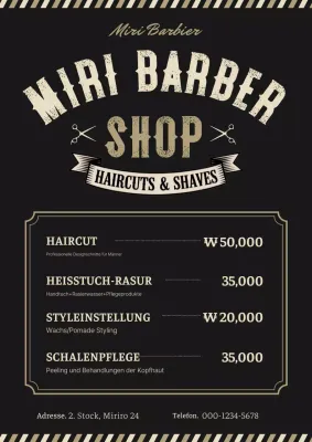 Schwarze Vintage Barbershop-Werbung